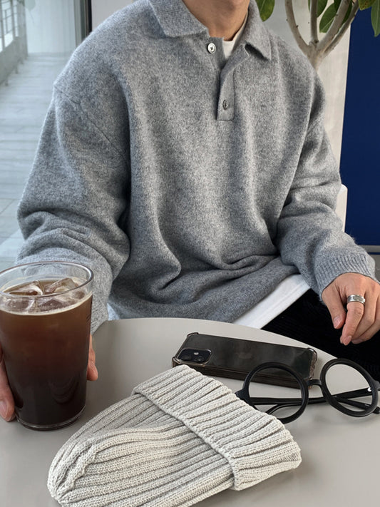 Sweater with Collar, in Fleece Fabric