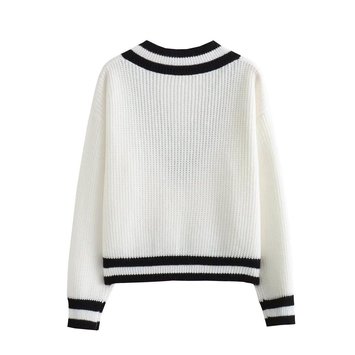 Women’s Striped Sweater with V-Neck