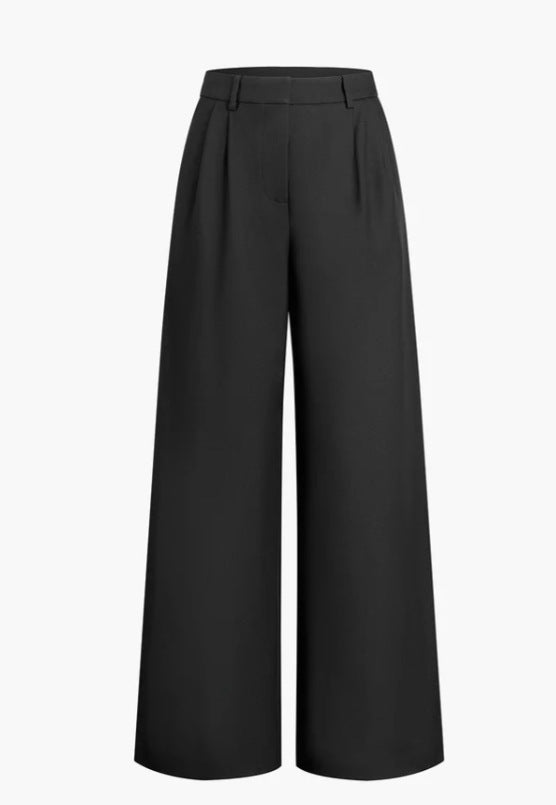 High-Waisted White Palazzo Pants