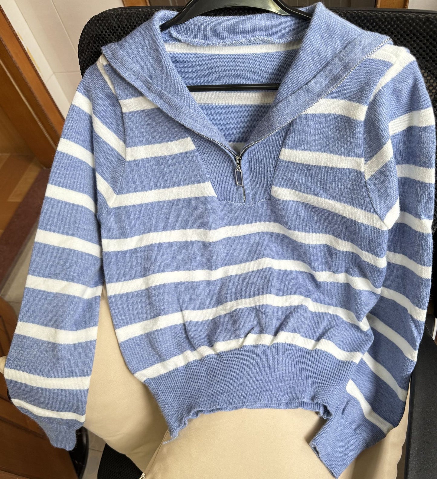 Women’s Winter Striped Sweater with Zipper