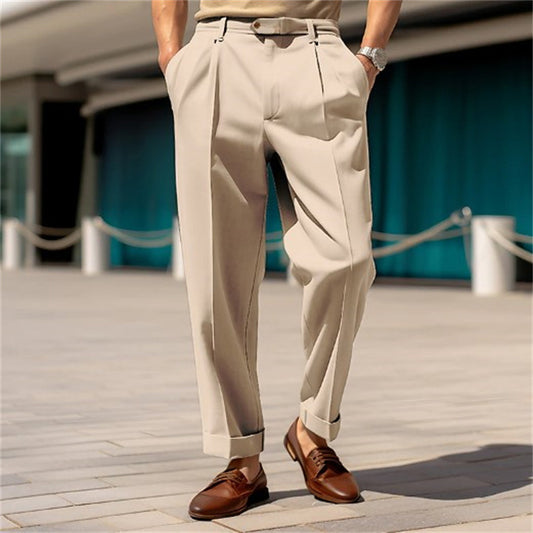 Men’s Solid Color Pants with Vertical Stripes