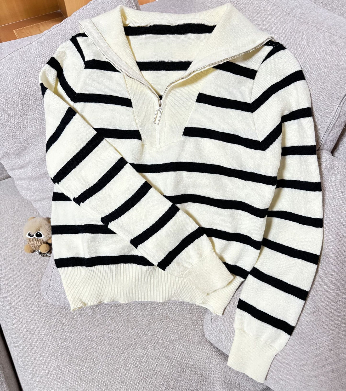 Women’s Winter Striped Sweater with Zipper