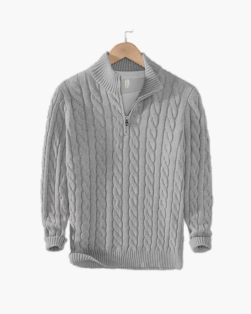 Men’s Cable Knit Sweater with Half Zip