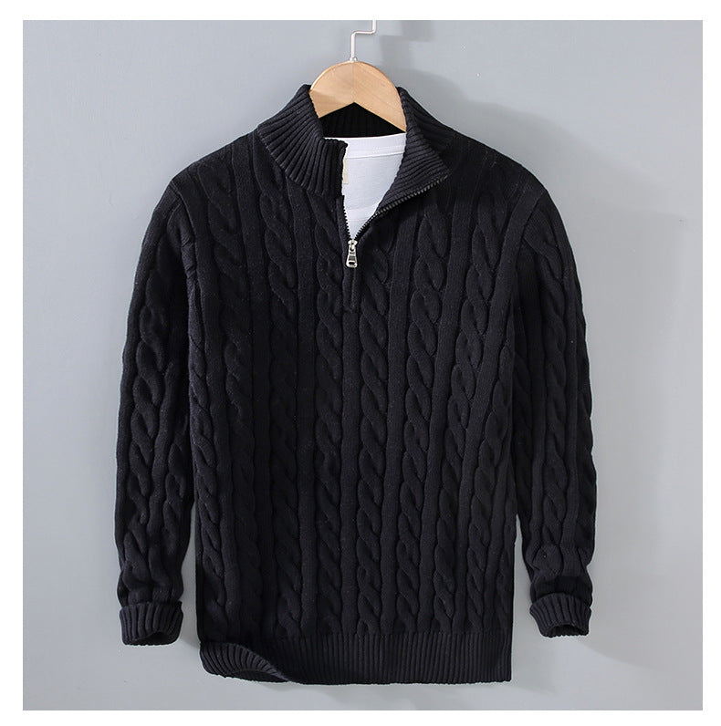 Men’s Cable Knit Sweater with Half Zip