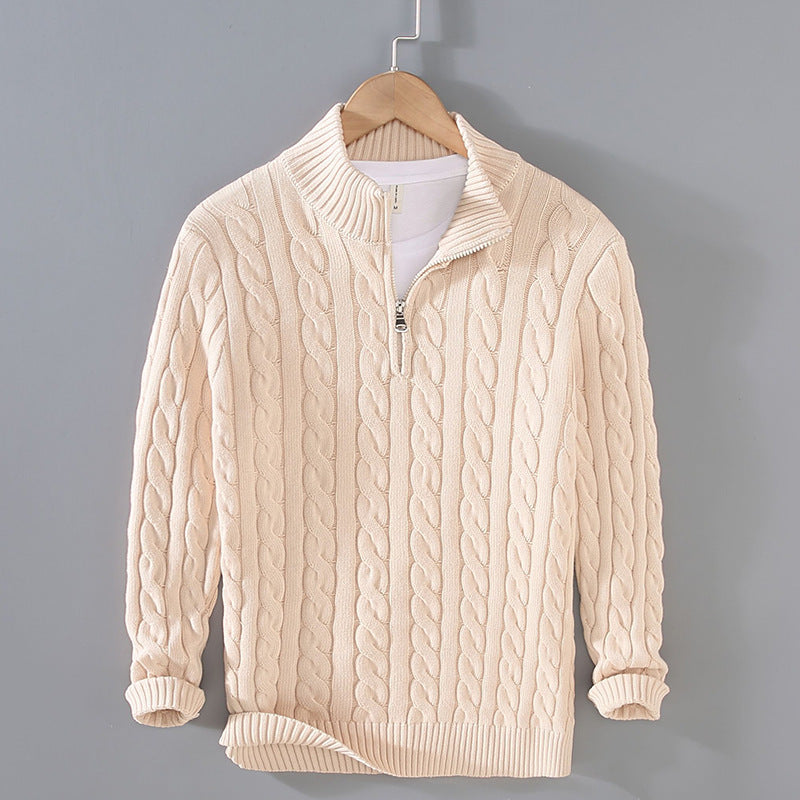 Men’s Cable Knit Sweater with Half Zip