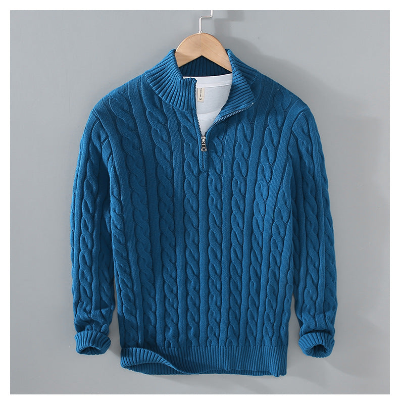 Men’s Cable Knit Sweater with Half Zip