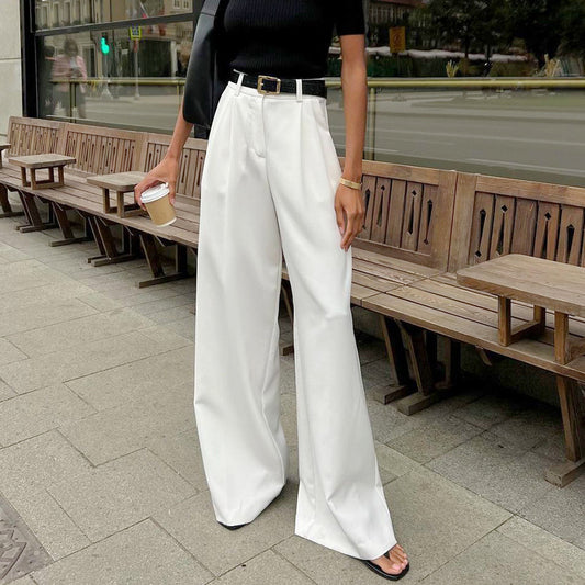 High-Waisted White Palazzo Pants