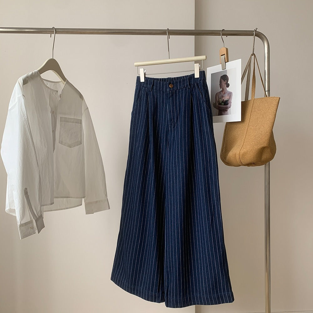 Elegant Striped Baggy Pants