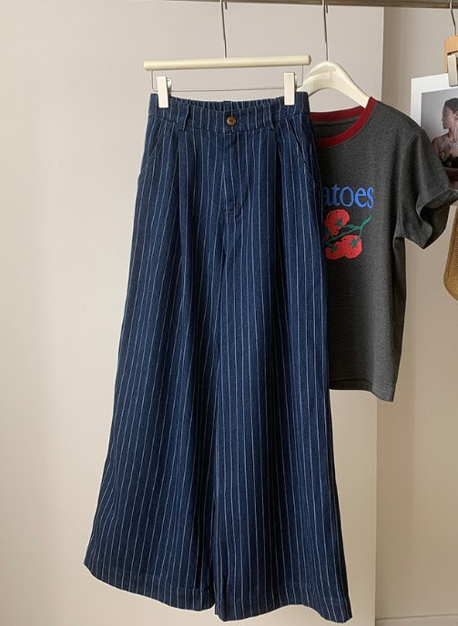 Elegant Striped Baggy Pants