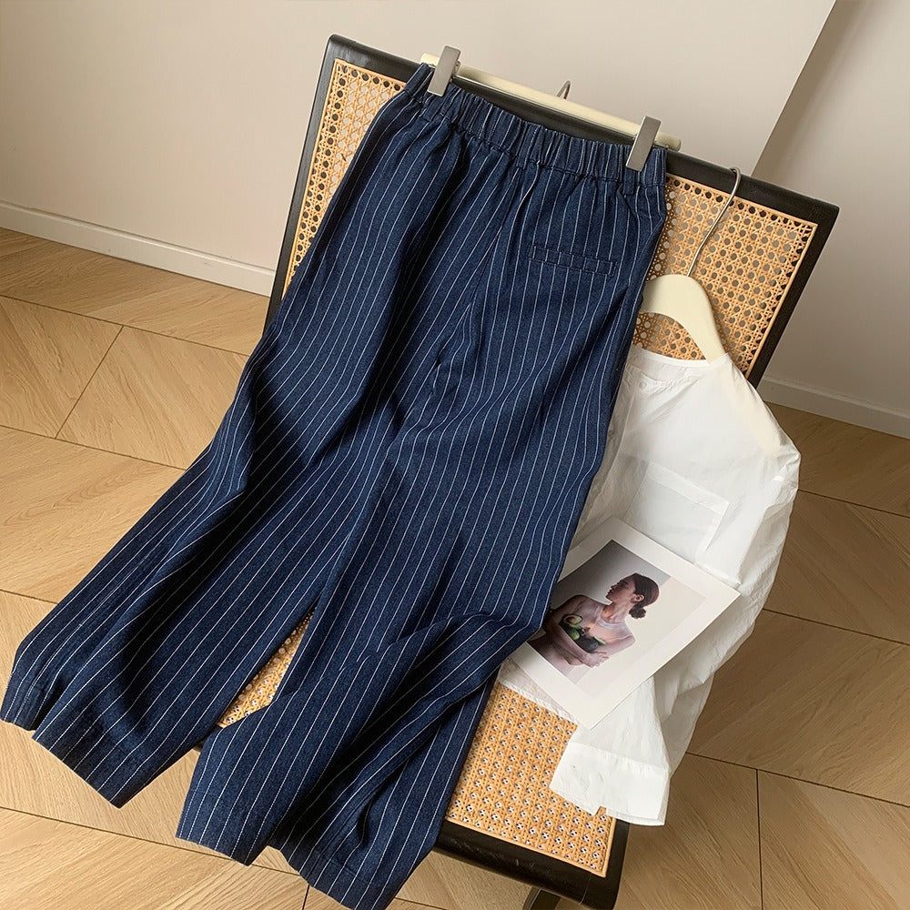 Elegant Striped Baggy Pants