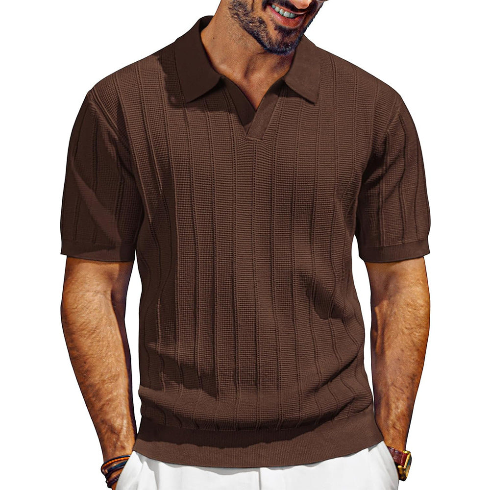 Polo da uomo in Jacquard con Scollo a V