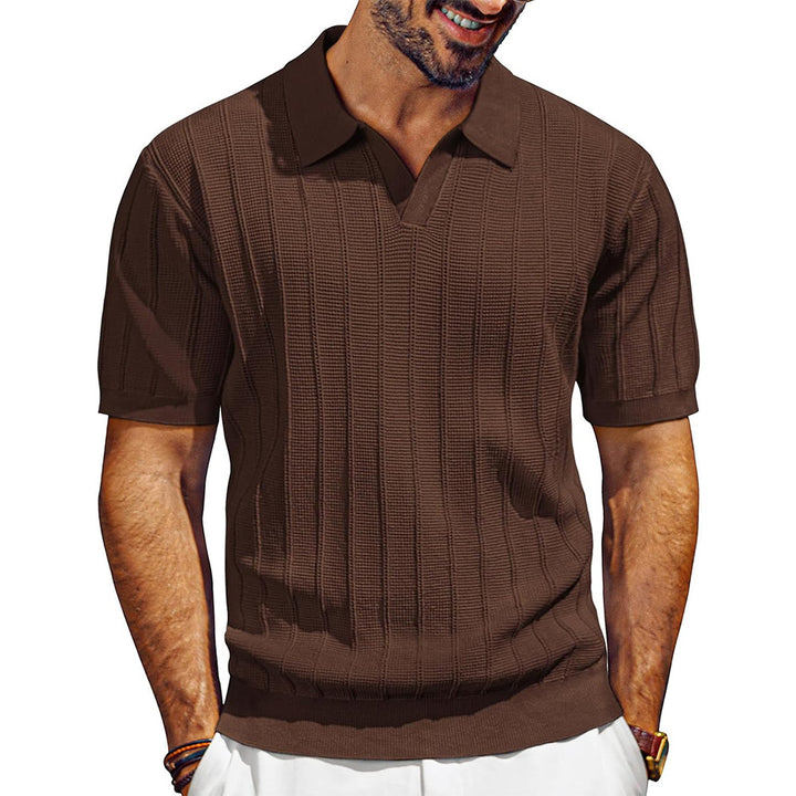Polo da uomo in Jacquard con Scollo a V