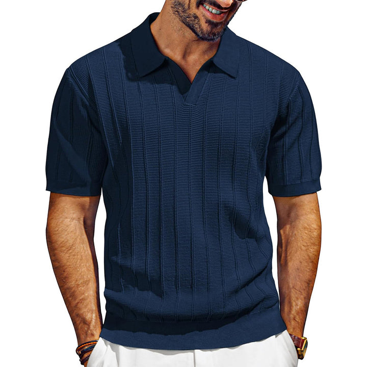 Polo da uomo in Jacquard con Scollo a V