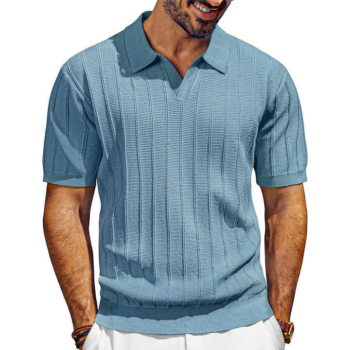 Polo da uomo in Jacquard con Scollo a V