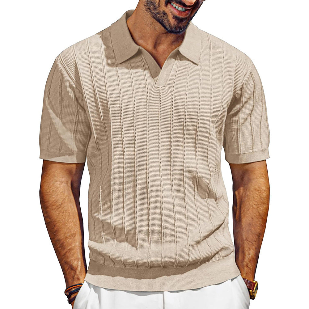 Polo da uomo in Jacquard con Scollo a V