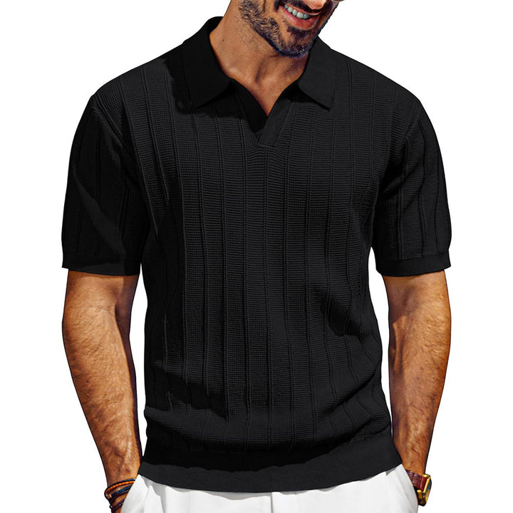 Polo da uomo in Jacquard con Scollo a V