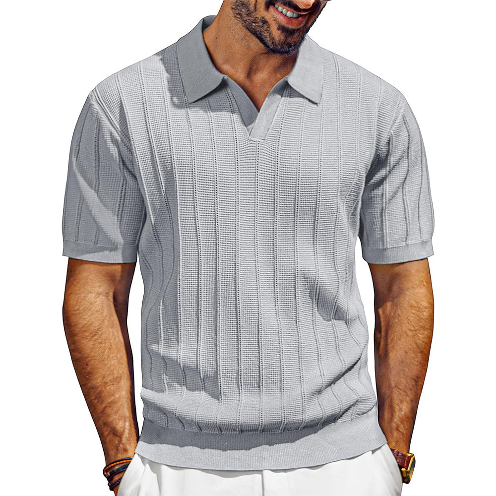 Polo da uomo in Jacquard con Scollo a V