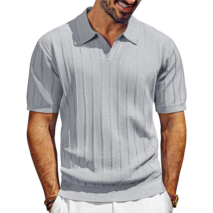 Polo da uomo in Jacquard con Scollo a V