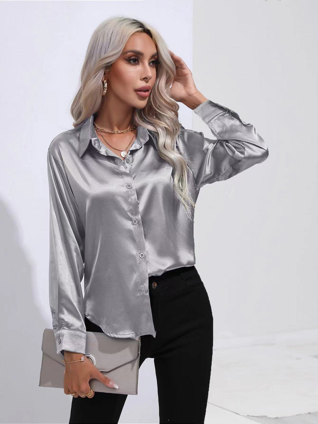 Blusa Metallica Lucida da Donna